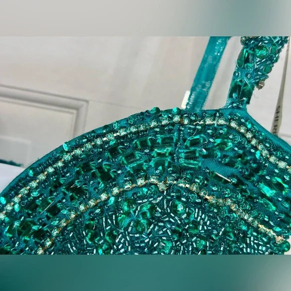 Sherri Hill size 2 emerald beaded cocktail dress - Picture 6 of 17